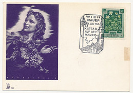 AUTRICHE - Carton - Oblit Temporaire "WIEN MAUER - KIRTAG AUF DER MAUER" 1/7/1950 - Vienne - Covers & Documents