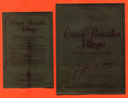 Etiquette + Etiq De Dos Neuve De Vin Cotes Du Roussillon Villages 1982 Celliers Des Templiers à Banyuls Sur Mer - 75 Cl - Languedoc-Roussillon