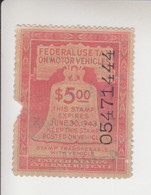 Verenigde Staten Scott-cat.Postal  Fiscals: Motor Vehicle Use Revenue Stamps RV6(beschadigd) - Revenues