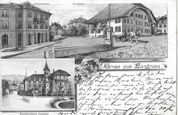 GRUSS AUS LANGNAU → Sehr Schöne Und Alte Mehrbildkarte Mit Postgebäude Und Dorfplatz Anno 1902 - Langnau Im Emmental