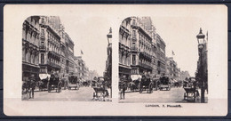 ORIGINAL STEREO PHOTO LONDON  - PICCADILLY - FIN 1800 - NICE ANIMATION - Antiche (ante 1900)