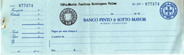 LISBOA-Portugal, Bank Check / Chèque Bancaire-O BANCO PINTO & SOTTO MAYOR-MIGUEL BOMBARDA - Schecks  Und Reiseschecks