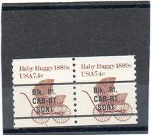 ETATS-UNIS    2 Timbres Se Tenant  7,4 C      1984    Y&T:1518    N ° D     Avec N° 2 De Roulette   Préoblitérés - Roulettes