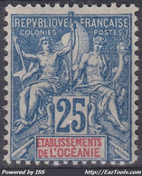 OCEANIE : TYPE GROUPE 25c BLEU N° 17 NEUF * GOMME AVEC CHARNIERE - Neufs