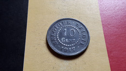 BELGIQUE LEOPOLD II RARE ET TRES BELLE 10 CENTIMES 1917 ZINC MORIN 439 COTE 7.50€-22.50€-45€-100€ - 10 Cents