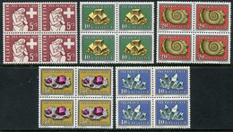 SWITZERLAND 1959 Pro Patria Blocks Of 4 MNH / **.  Michel 657-61 - Ungebraucht