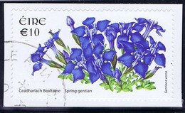 Ireland Flowers Definitives 2004-11 €10 Spring Gentian Very Fine Used On Piece, Neat Dublin Cds - Used Stamps