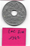 20 Centimes  " Etat Français "  1942  Zinc  SUP - 20 Centimes