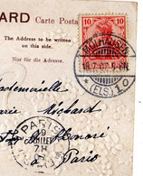 Cachet Manuel  MULHOUSE --1907--MULHAUSEN  ELS 10 Tp Allemagne  Sur CPA Vase Fleurs .....à Saisir - Manual Postmarks