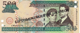 Dominican Republic 500 Pesos 2004 SPECIMEN UNC P-172s3 "free Shipping Via Registered Air Mail" - Dominicana