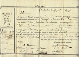 1787 GRAND FORMAT RARE LETTRE DE VOITURE ROULAGE VOITURIER Joseph Mineur à Charleville AVEC SIGNATURE B.E.V.SCANS - ... - 1799