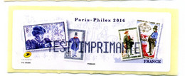 2016 LISA 1 VIGNETTE TEST IMPRIMANTE SALON PARIS-PHILEX Les Journées Du Timbre - 2010-... Abgebildete Automatenmarke