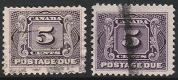 Canada 1906 Sc J4,J4c Mi P4 Yt Taxe 3 Postage Due Used Both Shades - Port Dû (Taxe)