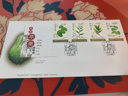 Hong Kong Stamp FDC 2001 Herbs - Briefe U. Dokumente