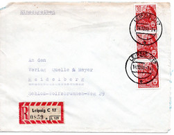 56981 - DDR - 1960 - 3@30Pfg. 5-Jahres-Plan A R-Bf LEIPZIG -> Westdeutschland - Cartas & Documentos