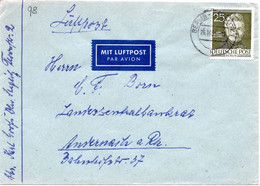 57016 - Berlin - 1955 - 25Pfg. Schinkel EF A LpBf BERLIN -> Andernach - Briefe U. Dokumente