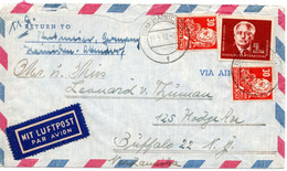 57028 - DDR - 1952 - 2DM Pieck MiF A LpBf HAINICHEN -> Buffalo, NY (USA) - Briefe U. Dokumente