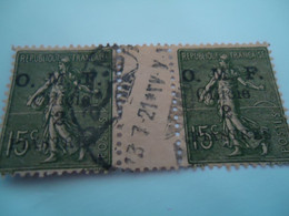 CILICIA FRANCE PAIR STAMPS OVERPRINT O.M.F  .POSTMARK - Otros & Sin Clasificación