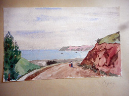 AQUARELLE ANCIENNE FIN 19 Eme Début 20 Eme ERQUY COTE D ARMOR  BRETAGNE Format 14 Par 23 Cms Environ - Aquarelles