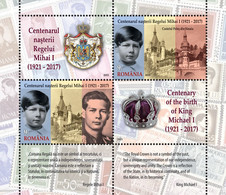 Romania 2021 / Centenary Of The Birth Of King Michael I / Block With 2 Stamps + 2 Labels + 2 Tabs - Nuevos