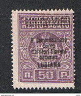 LUBIANA - OCCUPAZ. ITALIANA:  1941  TX. SOPRASTAMPATO  -  50 P. VIOLETTO  N. -  SASS.11 - Lubiana