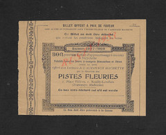 ANCIEN BILLET OU TICKET D ENTRÉE PISTES FLEURIES SAISON 1897/98 OFFERT ALMANACH HACHETTE : - Billetes De Lotería