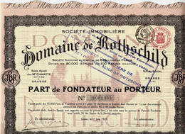 1925 RARE ACTION IMMOBILERE (Alice) DE ROTHSCHILD GRASSE TOUS COUPONS PRESENTS Cotation 60 à 80 Euros B.E - Tourism