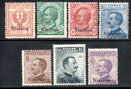 724.GREECE.ITALY,DODECANESE,NISIROS,1912 #3-9 MLH/MNH.15 C.LIGHT FAULT. - Dodécanèse