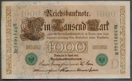 P45b Ro 46b DEU-69b  7 Chifres N°5891546B *** AUNC *** Lettre  D  1000 Mark 1910 - 1.000 Mark