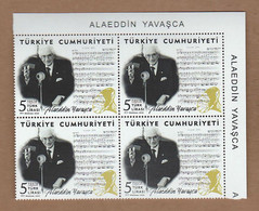 AC - TURKEY STAMP - ALAEDDIN YAVASCA DOCTOR, MUSICIAN STATE ARTIST  MNH BLOCK OF FOUR 01 MARCH 2022 - Ungebraucht