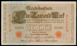 P44b Ro 45c DEU-40c  7 Chifres N°2455642K  ** AUNC ** Lettre R  1000 Mark 1910 - 1.000 Mark