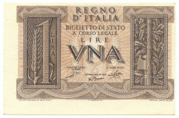 1 LIRA ERRORE DI STAMPA BIGLIETTO DI STATO FASCIO 14/11/1939 SUP+ - Regno D'Italia – Autres