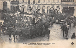 16-COGNAC- FÊTES DE LA MI-CARÊME 21 MARS 1909, LE CORTÈGE SUR LA PLACE FRANCOIS 1er - Cognac