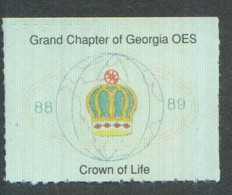 Freemasonry Seal / Label Grand Chapter Of Georgia OES Crown Of Life Masonic Cinderella - Vrijmetselarij