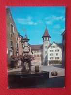 POSTAL POSTKARTE SUISSE SUIZA SWITZERLAND SCHWEIZ MAIENFELD STÄDTLIPLATZ MIT RATHAUS PLAZA SQUARE...TONELES, CARTOLINA.. - Maienfeld