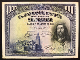 SPAGNA SPAIN Espana 1000 Pesetas 1928 Bb+ Taglietti Pick#78 Lotto.3807 - 1000 Peseten