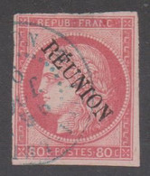 REUNION  IMPERF  80c Rose  Used     Yvert N°12  (réf  R) - Used Stamps