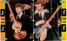The Beatles (Paul & John) : Puzzle X 4 Télécartes Chinoises : Manuf. CNC - Musique
