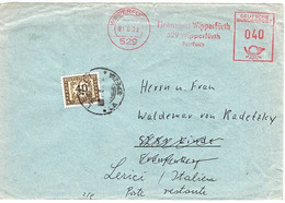 51177 - Bund - 1972 - 40Pfg. AbsFreistpl. WIPPERFUERTH - VIEHNANZAMT ... -> Linde, Nachgesandt -> LERICI (Italien) - Postage Due