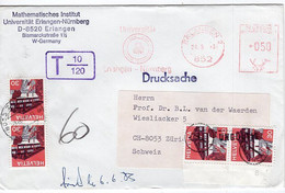 51180 - Bund - 1983 - 50Pfg. AbsFreistpl. ERLANGEN - ... -> ZUERICH (Schweiz), M. Dauermarken Als Portomarken Gebraucht - Briefe U. Dokumente