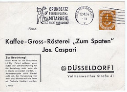 51182 - Bund - 1954 - 4Pfg. Posthorn A DrucksKte M.GLADBACH - GRUNDSATZ BEI DER POLITIK ... -> Duesseldorf - Lettres & Documents