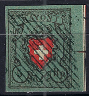 SUISSE 1850:  Le "Rayon I, Bleu Foncé, Croix Non-Encadrée", ZNr. 15II, Obl. "grille Fédérale" Noire, FAC SIMILE - 1843-1852 Federal & Cantonal Stamps