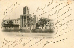 Agde * Vue Sur Les Quais Et La Cathédrale - Agde