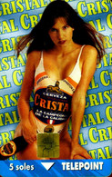 SCHEDA TELEFONICA PHONECARD PERÙ 5 S BEER CRISTAL BLUE BAND WOMAN CALENDAR 1997 - Perù