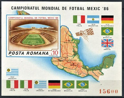 RUMANIA  1986 MEXICO SOCCER FOOTBALL  WOLD CUP.stamp Set + Block S/S +  MNH - Unused Stamps