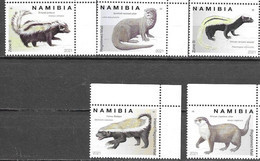 NAMIBIA, 2021, MNH, FAUNA, OTTERS, BADGERS, WEASELS, POLECATS, 5v - Altri