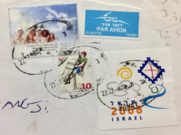 ISRAEL 2009, REGISTERED AIRMAIL USED COVER TO INDIA VIGNETTE ISRAEL-2000 LABEL!!! MICROSCOPE ,SCOUT ,PLAYER - Briefe U. Dokumente