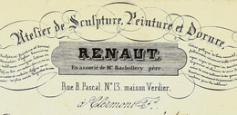 1839 ATELIER SCULPTURE Renaut Ex Associé Bachellery Père à Clermont Ferrand => Eugéne à St Didier V. SCANS+HISTORIQUE - 1800 – 1899