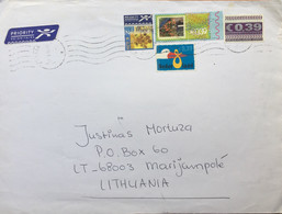 NEDERLAND 2004, USED AIRMAIL COVER ZOWLLE TO MARIJAMPOLE ,LITHUANIA 4 STAMPS SE-TENENT,BIRD,ART ,FLOWER,POT ,ART ,PAINTI - Storia Postale