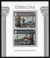 GIBRALTAR - EUROPA 2022 -"HISTORIAS Y MITOS".- HOJITA BLOQUE - 2022